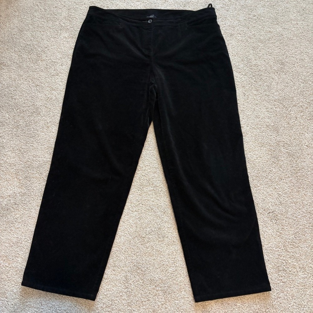 Eileen Fisher Velvet Pants Womens XL Black Wide Leg Minimalist Chic